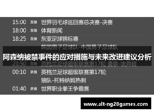 阿森纳被禁事件的应对措施与未来改进建议分析